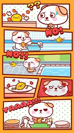 可爱狗狗秋田君漫画壁纸～洗澡
