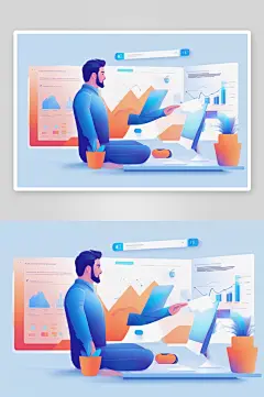 解释仪表盘的男子形象-众图网