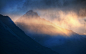 风景、自然、傍晚、阳光、山脉、云雾、蓝色、黄色 – Banner设计欣赏