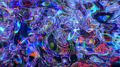 抽象流体在流中运动。蓝色的颜色。三维演示