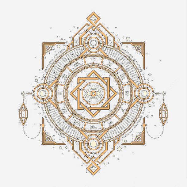 塔罗牌占卜六芒星异教风手绘装饰png免抠素材新图网