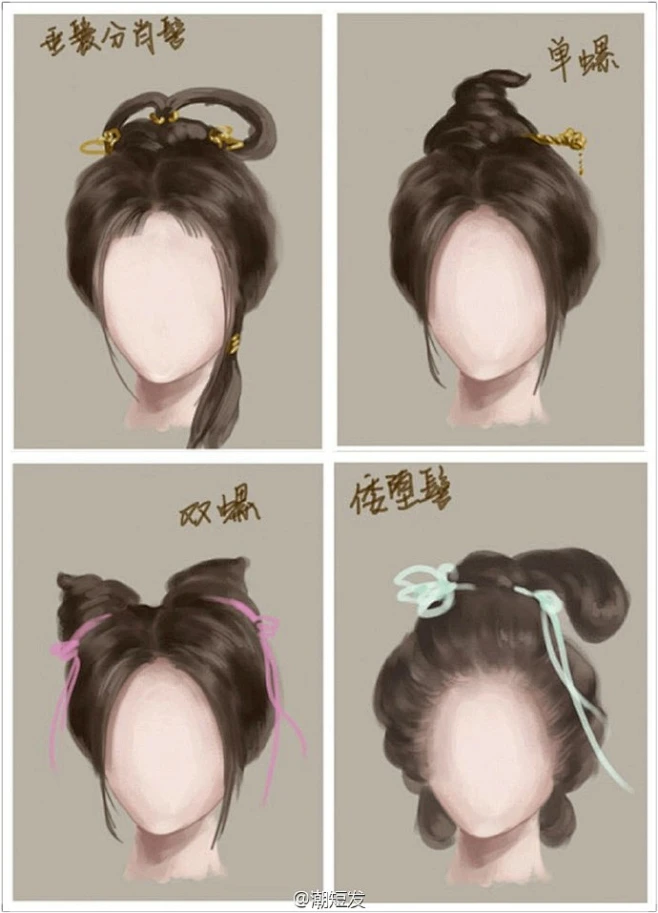 【中国古代女子发型】绝对的华美别致！1倾髻；2一字头； 3飞天髻； 4小两把头； 5双刀髻；6凌虚髻； 7回心髻；8 百合髻；9朝天髻；10垂 ...