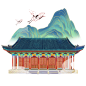 国潮古建筑元素素材设计