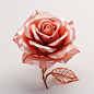 a 3D rose on the white clear background, in the style of 3D, C4d, vray material, on the white clear background