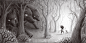 Scary wolves : Scary forest illustration