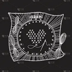 线,刺绣,圆形,纺织品,针织品,自制的,品牌名称,证章,线轴,十字针脚