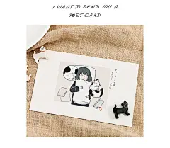 明信片ins包邮我和猫手绘卡通简约少女猫咪小清新温暖学生卡片-淘宝网