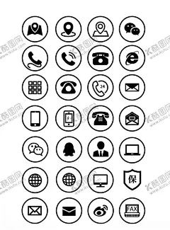 小图标 【酷图网】名片,画册,矢量图,图标,微信,qq,地址,电话,传真