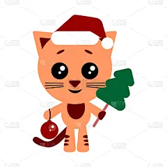 可爱的,新年前夕,猫,晚会,圣诞树,壁纸,动物,欢乐,问候,祝贺