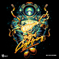 astronaut bottle Digital Art  fantasy ILLUSTRATION  lightning Scifi Space 