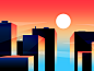 City Sunset illustration vector minimal cityscape city sunrise sunset