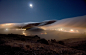 Photo wallpaper the sky, nature, fog, road, track, lights, the suburbs, the moon, the evening, haze, night, ...