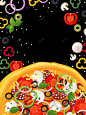 黑色背景创意食物食品披萨背景 页面网页 平面电商 创意素材