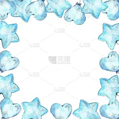 蓝色气球，水彩手绘插图。婴儿送礼会的邀请和贺卡模板