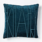 Velvet Applique Pillow Cover - Regal Blue