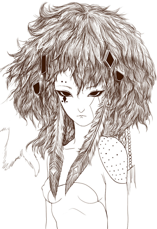 MOMOMOMO酱酱  的插画 线稿完成
