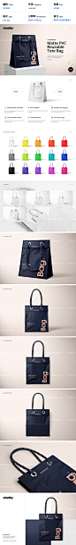 1401525 Matte PVC Reusable Tote Bag 哑光尼龙手提袋环保袋拎袋样机素材 creatsy