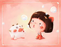 苏呆呆和猫爪牛_苏格子插画_平面图片-致设计