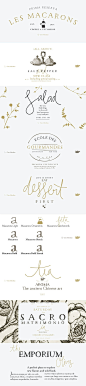 Macarons font family by Coto Mendoza for Latinotype - 5 Garamond inspired typefaces, plus script catchwords, and ornaments. Perfect for bistros, cu… | Pinterest