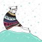 与可爱时髦北极熊的圣诞贺卡。忍受公平岛风格毛衣