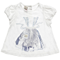 Baby Girls Ivory Cotton T-Shirt, Ki6, Girl