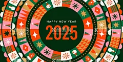 2025新年主视觉活动背景板  - 源文件下载【酷图网】背景板,活动展板,2025,新年,西方节日,圣诞节,插画,雪花,