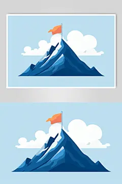 AI数字艺术山峰上插着的红旗背景插画-众图网