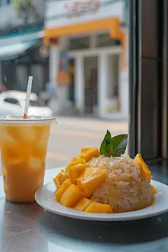 泰式菜品芒果糯米饭