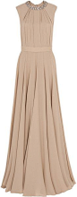 Elie Saab Beige Embellish Collar Georgette Gown