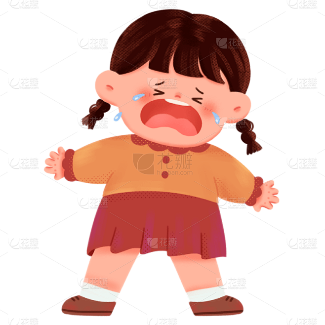 手绘-儿童教育人物插画-哭泣