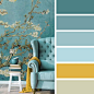 14 ways to bright your home up with yellow mustard color , Teal + blue and mustard color palette #mustard #color #colorscheme
