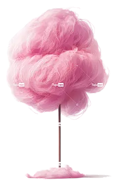 棉花糖棉花糖粉红色蓬松树-黑色背景上的粉红色棉花糖树