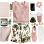 A fashion look from March 2015 featuring pink shirt, pink shorts and flat slip on shoes. Browse and shop related looks.