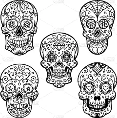 分离着色,白色,头骨,多色的,糖,华丽的,怪异,布置