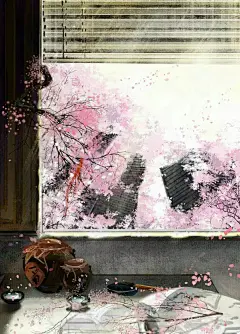 古风手绘图 古风手绘风景图  古风小说封面底图 古风言情小说封面底图