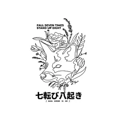 卡通狐狸线条图案花卉线条素材狐狸头像印花素材