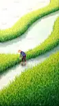 芒种肌理感梯田人物插秧背景