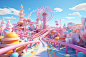 Candy Coaster Ride: Take a roller coaster through a candy wonderland, super cute 3d environment, pastel colors, 4k