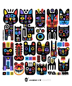 灵感采集猫图腾少数民族特色涂鸦抽象艺术 - 小红书