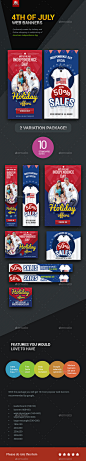 4th of July Multi-purpose Banner Package - Banners & Ads Web Elements