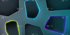 现代多边形形状维度抽象层背景与彩色的光