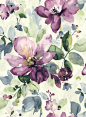 pretty violet and green floral print pattern