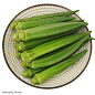 盘子上的秋葵食材蔬菜图片png免抠元素产品实物背景装饰免扣图片设计图案