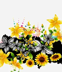 花装饰免抠素材_新图网 https://ixintu.com 向日葵 手绘 花