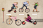 Children biking and skating on road