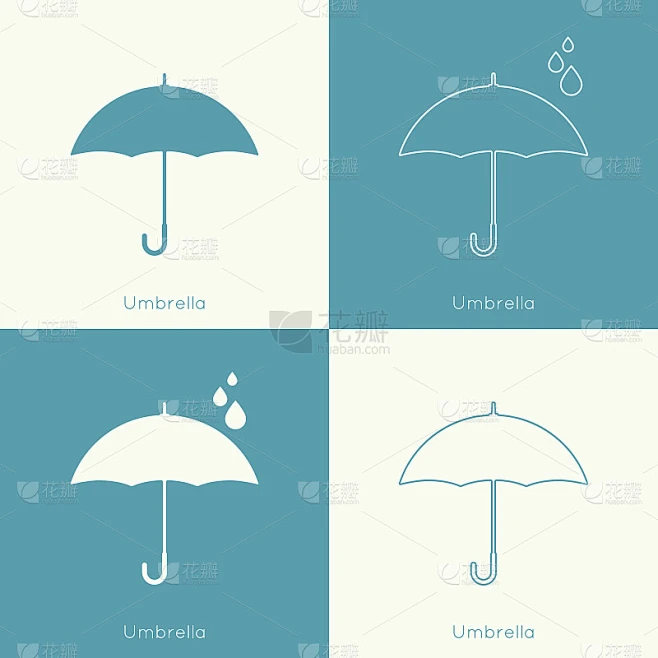 雨伞标志图标。素材-花瓣网