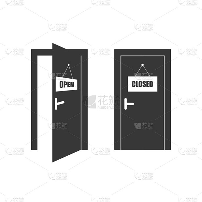 建筑物门,门,关闭的,开着的,正面视角,商务,线条,空的,背景分离,模板
