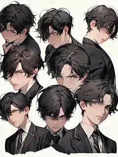 AI绘画｜动漫少年头部多视图 表情包 第二弹