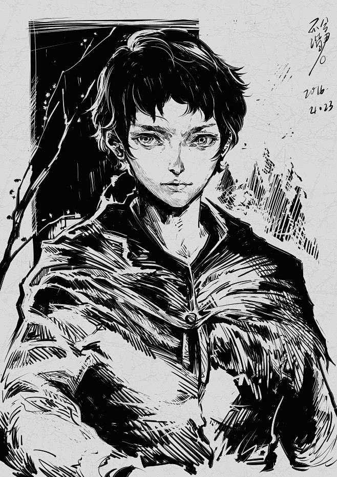 线稿 黑白插画 钢笔画 漫画 角色 绘本...
