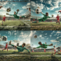 suyunkai_A_young_soccer_player_in_green_uniform_is_diving_to_ca_8